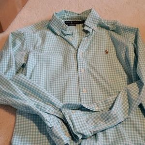 Gingham shirt.  Classic fit